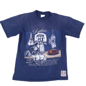 T-shirt grafica Nutmeg Mills Dallas Cowboys NFL grande blu vintage anni 90 - Foto 1 di 13