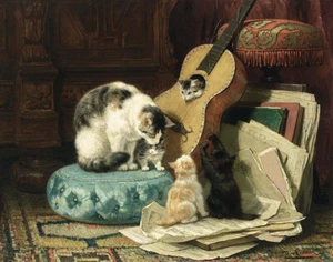 Henrietta Ronner Knip The Guitar Lesson Canvas Print 16 x 20 - Picture 1 of 4