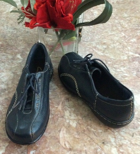 Nuove ballerine Oxford comode Clarks da donna in pelle blu ciottoli taglia 6 5 M #35605 $99