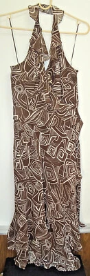 VINTAGE WOMEN'S LIZ CLAIBORNE SPAGHETTI STRAP LINED HALTER DRESS SIZE 6 BROWN  - Image 1 of 4