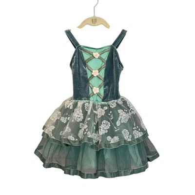 Vestido Weissman Niñas 3T Verde Floral Terciopelo Concurso Disfraz Ballet Juegos con disfraces Fiesta Foto 1 de 4