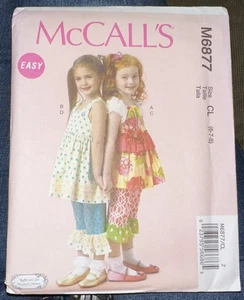 McCall's 6877 Easy Ruffled Top, Dress & Ruffled Pants Girls' 6-8 Pattern Uncut - Picture 1 of 3
