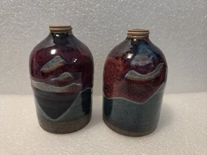 Handgeworfen Signiert Studiokeramik Mehrfarbig Tropfglasur Seifenspender Set 2 - Bild 1 von 7