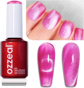 Smalto Semipermanente Unghie Magnetico, 15ML Rosa Caldo Crystal Cat Eye Gel Nail - Foto 1 di 12