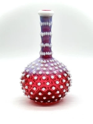 Antigua botella de peluquero Hobbs opalescente arándano Hobnail “piña” 7 7/8” Foto 1 de 4