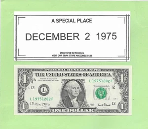 2. DEZEMBER 1975 .. 2001 ..UNCIRC 1 $ L 1975 1202 F .. GEBURTSTAGSSCHEIN - Bild 1 von 1