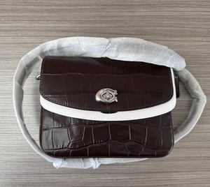 NWT Coach Cassie Crossbody 19 Croc Embossed Leather Silver/ Maple 3 Straps CV435 - Picture 1 of 15