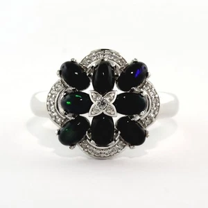 BLACK OPAL AND .925 SILVER RING, SIZE 6, QUALITY, 50% OFF SALE, J44 - Picture 1 of 4