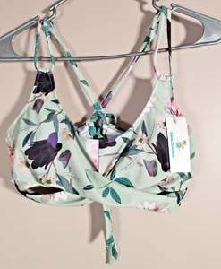 Beachsissi Damen Twist Front Bikini Schwimmen Oberteil Gr. M Grün Blumen Resort Tropical - Bild 1 von 6