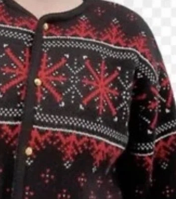 Cárdigan de Navidad vintage Liz Baker copo de nieve vacaciones con bolsillos talla PL Foto 1 de 4