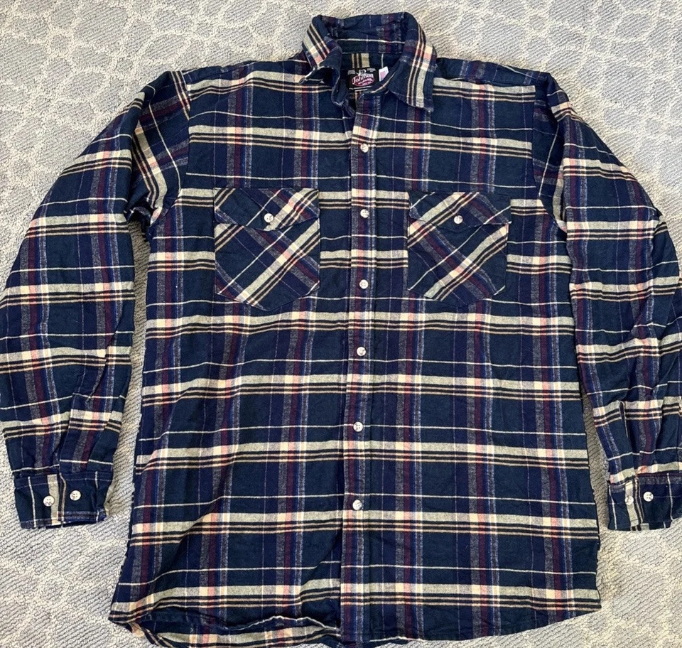 Camisa para hombre Johnson Woolen Mills azul/verde/bronceado de franela a cuadros XXL Foto 1 de 4