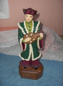 Vintage Chalk Ware Chinese Man Table Desk Lamp Base Figurine - Picture 1 of 1