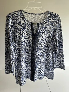 Jones New York Women's Blue Print Shirt Size L - Picture 1 of 3