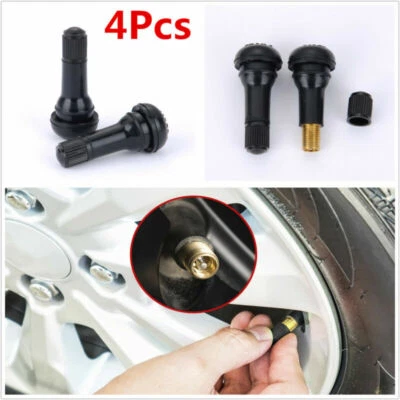 4Pcs Car Alloy Wheel Snap In Rubber Tubeless Tyre Air Valve Stem&Dust Caps Cover - Image 1 of 4