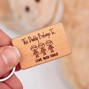 This Daddy Belongs To Personalised Keyring Birthday Gift Dad Father's Day Gift - Picture 1 of 36