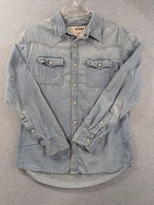 Urban Pipeline Denim Western Shirt Mens SZ M Blue Pearl Snap Cowboy Southwestern - Picture 1 of 9