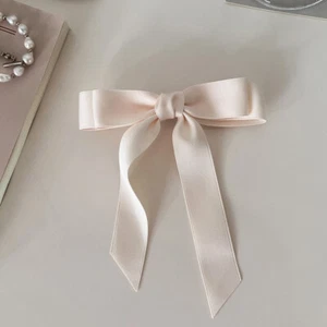 Satin Bow Ribbon Hair Clip Solid Color Bowknot Top Clip Hair Accessories DIY ✨ - - Picture 1 of 22
