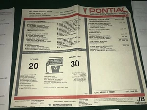 Original Window Sticker 2004 Pontiac Grand Prix GT2 V6 OEM & Documents - Picture 1 of 9