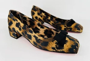 CHRISTIAN LOUBOUTIN Mamaflirt Leopard Ballet Ballerina Block Heel Pumps EU 37 - Picture 1 of 16