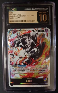 One Piece TCG Three Brothers Sabo Alt Art Black & White ST13-001 CGC 10 Pristine - Picture 1 of 2