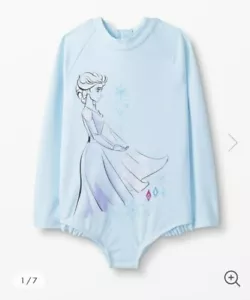 Hanna Andersson Frozen Elsa One Piece Long Sleeve Swimsuit 80cm 18-24 months - Picture 1 of 3