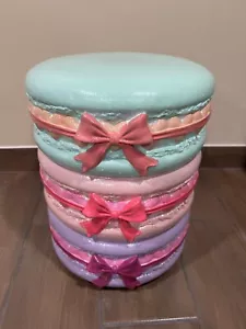 Valentines Coquette Macarons Pink Bows Pastel Stool - Picture 1 of 2