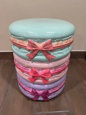 Valentines Coquette Macarons Pink Bows Pastel Stool  - Image 1 of 2
