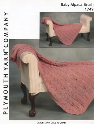 Cables & Lace Afghan KNITTING PATTERN Plymouth 1749 - Bulky Wt Yarn used - Image 1 of 2