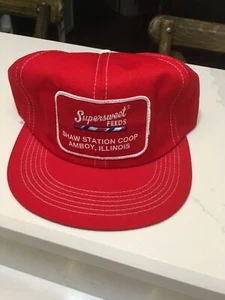Vintage SUPERSWEET FEEDS Snapback Trucker Hat Cap Patch K BRAND Shaw Station IL - Picture 1 of 9