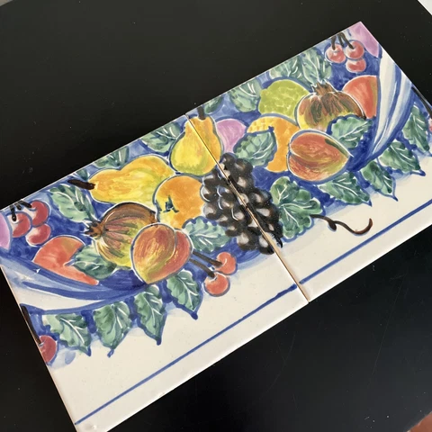 vintage Tiles 2 Blue Yellow Fruit Kitchen Decor 6x6 Ceramic Cover