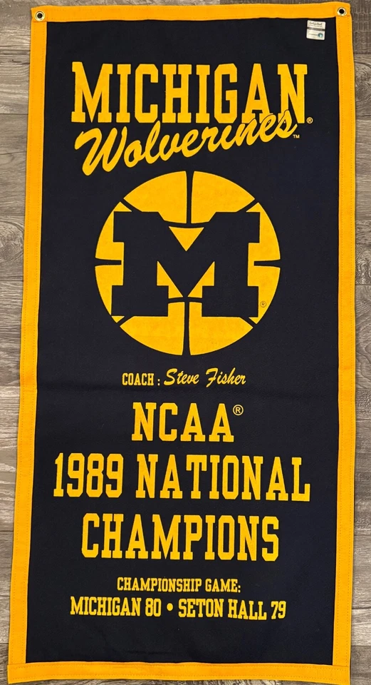 Michigan Wolverines 1989 Basketball NCAA  National Championship Banner  - Image 1 of 1