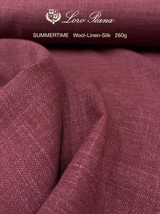 LORO PIANA Suiting Fabric Burgundy Red SUMMERTIME Wool-Linen-Silk 3.97 meter - Picture 1 of 8