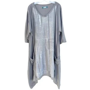 Blue Fish Women's XL XXL 3XL 2313 Everyday Tunic dress Nest Lagenlook Gray OS - Picture 1 of 10