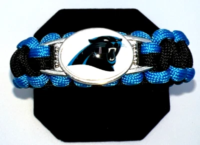 NFL Carolina Panthers Paracord Pulsera 9" Negro Azul Unisex Supervivencia Deportes Fanático Foto 1 de 4