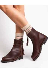 NWOT PENELOPE CHIVERS LEA TASSEL BOOTIE BOOT BOOTS CONKER SIZE 6US/ 37EU - Picture 1 of 14