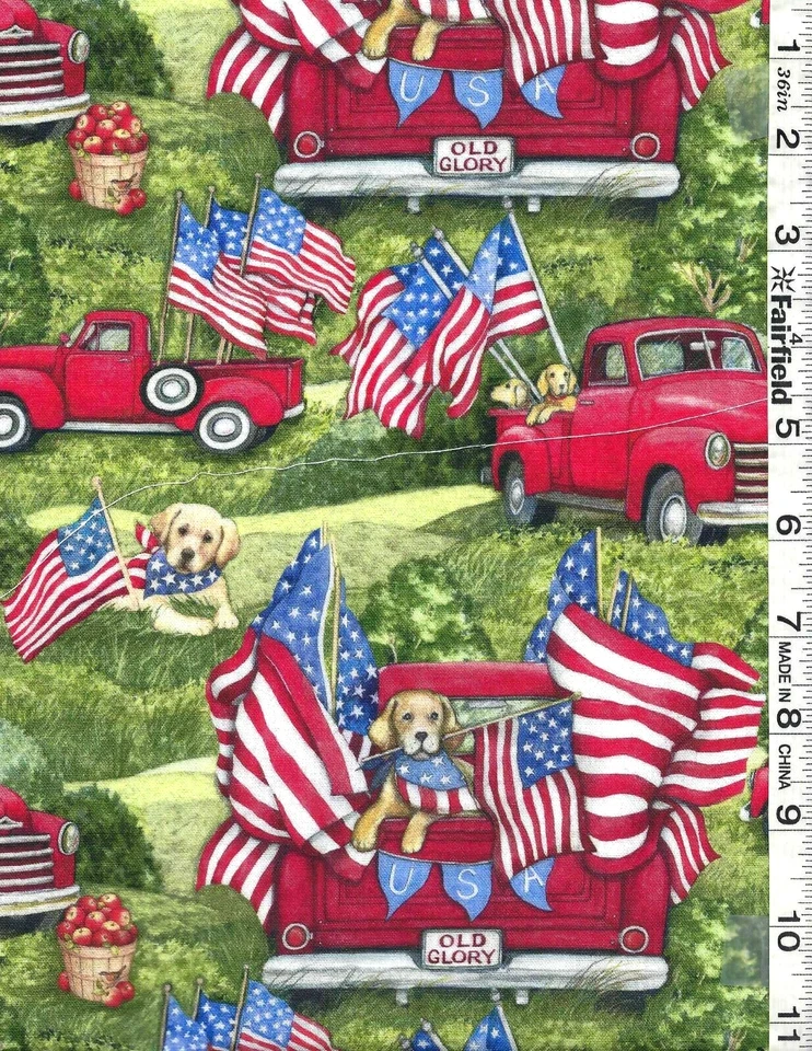 Patriotic Dogs in Red Trucks by Springs Creative bty - Image 1 of 1