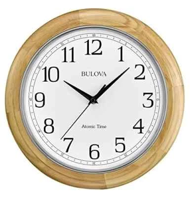 Bulova C5005 Wooden Atomic Analog Wall Clock | Automatically Sets Time - Image 1 of 4
