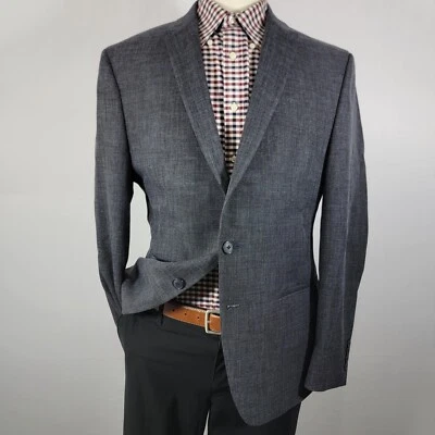 Abrigo Blazer Andrew Fezza Hombre Deportivo Dos Botones Gris Azul Poliéster Piel de Tiburón 44R Foto 1 de 4