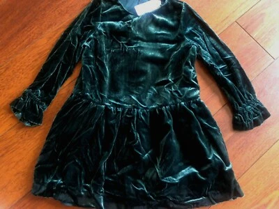 全新 女孩 GYMBOREE VELVET 圣诞礼服 花哨 深绿色 复古 派对 尺码 5 — 第 1/4 张图片