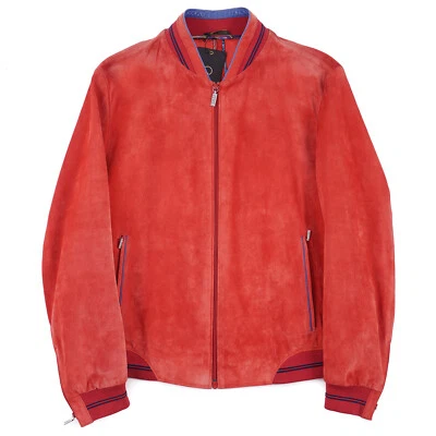 Chaqueta Bomber Zilli Cuero Gamuza Roja Lavada con Detalles en Contraste XXL (Eu 56) Foto 1 de 4