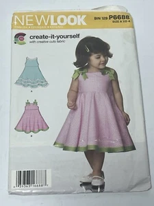 Sleeveless Dress Toddler Size 1/2-4 Uncut Pattern P6688 New Look Sundress Party - Picture 1 of 2