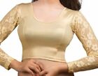 Indian Stretchable 3/4 Sleeve Saree Blouse Gold / Bollywood Top (#bl66)
