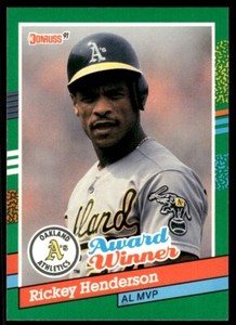 1991 Donruss Baseball Card Rickey Henderson Oakland Athletics #761