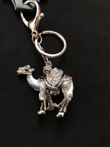 Silver Camel Rhinestone Keychain Keyring Bag Charm Gift Diamanté Crystal - Picture 1 of 4