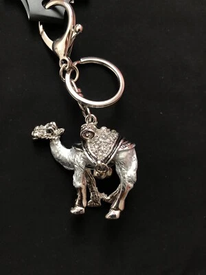 Silver Camel Rhinestone Keychain Keyring Bag Charm Gift Diamanté Crystal - Image 1 of 4