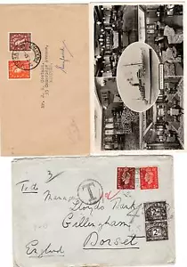 1938/57 3x COPERTINE SPEDIZIONE P&O & PPC 1 EX INDIA 2x2d P/DOES AGGIUNTO DORSET - Foto 1 di 2