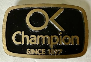 Vintage OK Champion massive Messing Gürtelschnalle seit 1897 Bergamotte Provo UT - Bild 1 von 4
