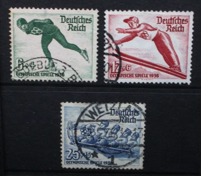 GERMANY THIRD REICH 1935 Winter Olympic Games. Set of 3. USED. SG597/599. - Image 1 of 2