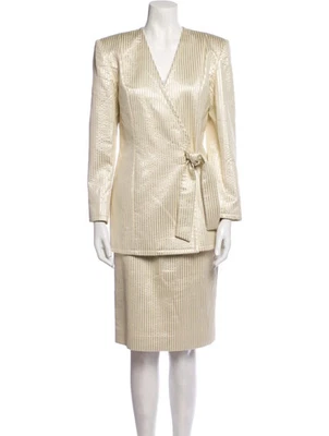 纪梵希复古 20 世纪 90 年代金属条纹裙套装 S 两件式夹克和裙子 — 第 1/4 张图片
