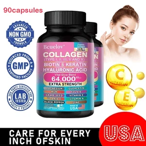 14-in-1 Kollagen & Biotin Kapseln Nahrungsergänzungsmittel 90 Kapseln (1~5 Stück) - Bild 1 von 14